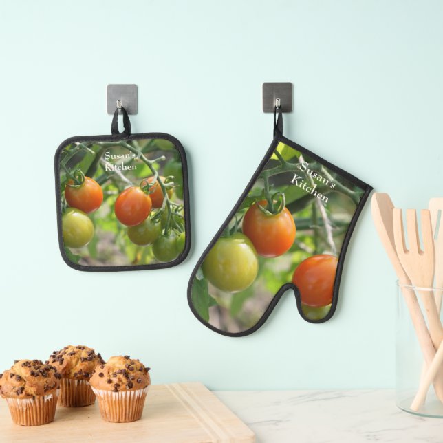 Set De Manoplas Tomates Cherri En La Vid Personalizados (Insitu (colgante))