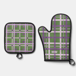 Set De Manoplas Tonos púrpura y verde lindos