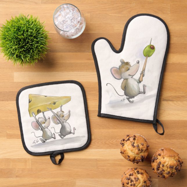 Set De Manoplas Traer el queso (con aceitunas) (De arriba hacia abajo)