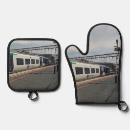 Set De Manoplas Tren azul y blanco