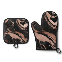 Trendy Black Rose Gold Marble