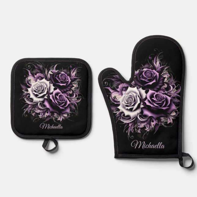 Set De Manoplas Tres Rosas morados (Anverso)