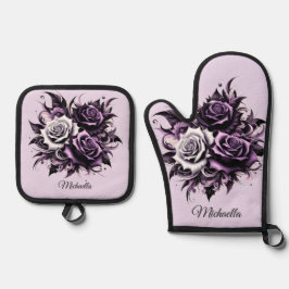 Set De Manoplas Tres Rosas morados