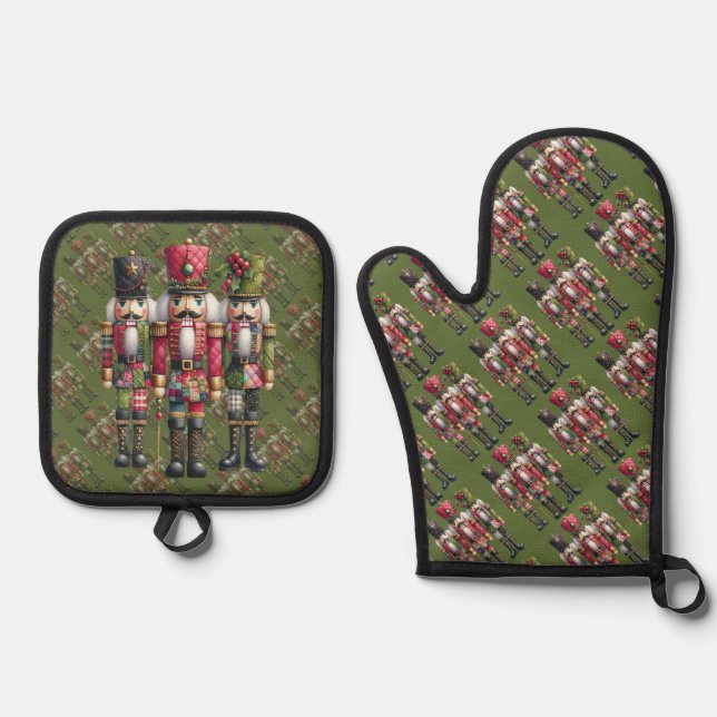 Set De Manoplas Trío de Cascanueces Navideños de Patchwork Caprich (Anverso)