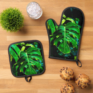Set De Manoplas Tropical Monstera Glow – Jungle Leaf Photography