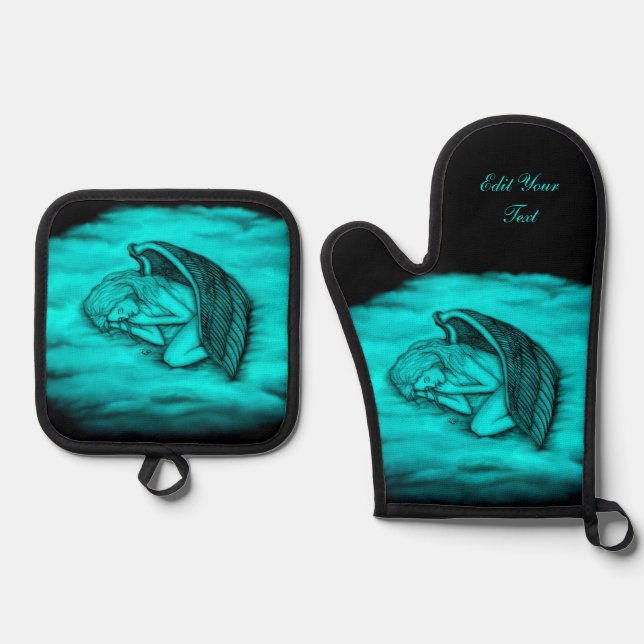 Set De Manoplas Un ángel durmiente en las nubes del cielo (Anverso)