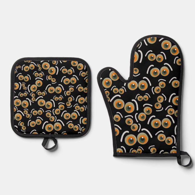 Set De Manoplas Un gato asustado, Halloween Boo Eyes Bat (Anverso)