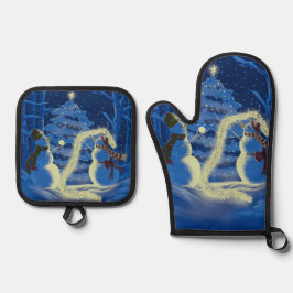 Set De Manoplas Un Navidad de muñeco de nieve