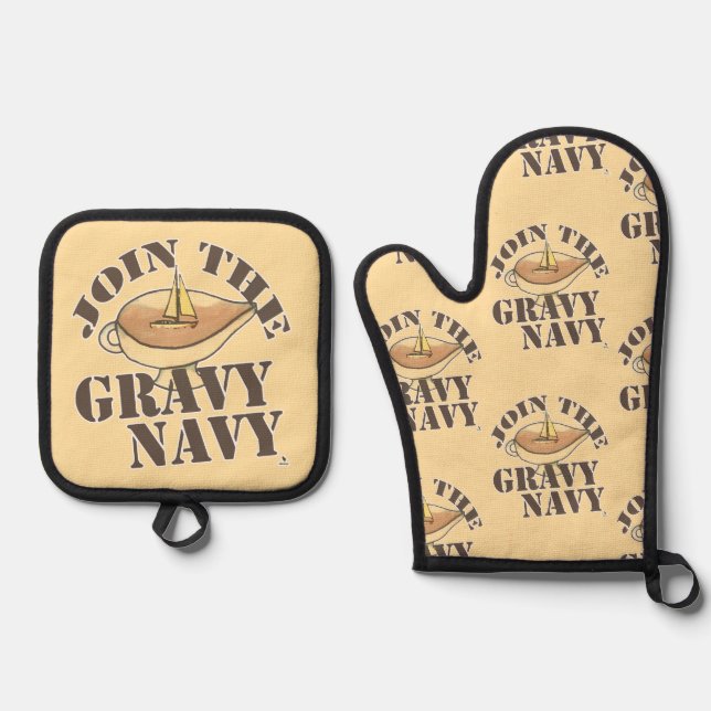 Set De Manoplas Únete a Gravy Navy Food Funny Personalizado Motto (Anverso)