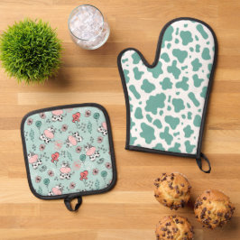 Set De Manoplas Vaca linda y estampado de vaca