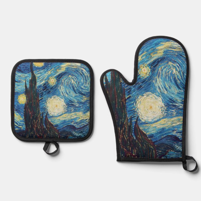 Set De Manoplas Van Gogh Starry Night Classic Impresionsionist Art (Anverso)