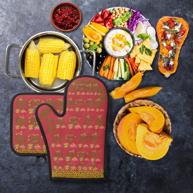 Set De Manoplas Veggie-turquía y girasoles rojos (Subido por el creador)