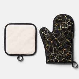 Set De Manoplas Vena de oro Kintsugi negro
