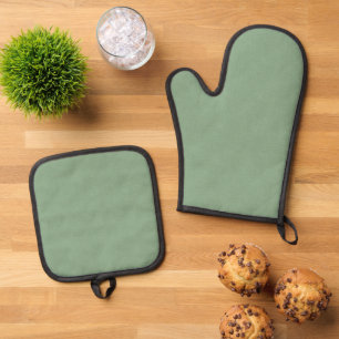 Set De Manoplas Verde apagado texturizado.