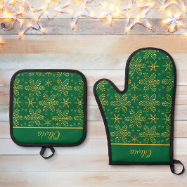 Set De Manoplas Verde y oro personalizado