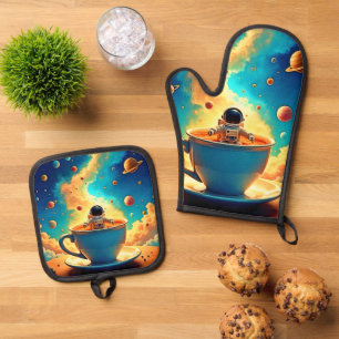 Set De Manoplas Viaje Cósmico del Café del Astronauta
