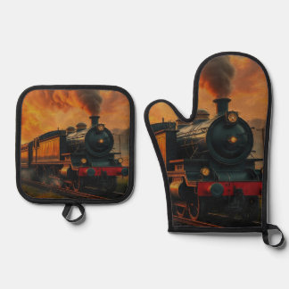 Set De Manoplas Viaje en tren de Victoria - Tren de vapor Steampun