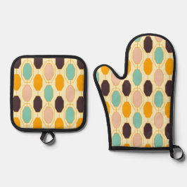 Set De Manoplas Vibrant geometric pattern with rows of octagonal s