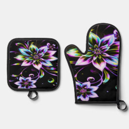 Set De Manoplas Vibrant Multicolor Hibiscus Floral Accessor