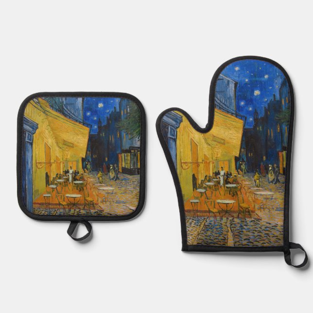 Set De Manoplas Vincent van Gogh - Cafe Terrace de noche (Anverso)