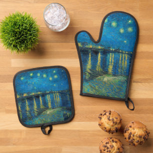 Set De Manoplas Vincent Van Gogh Noche estrellada sobre el Ródano