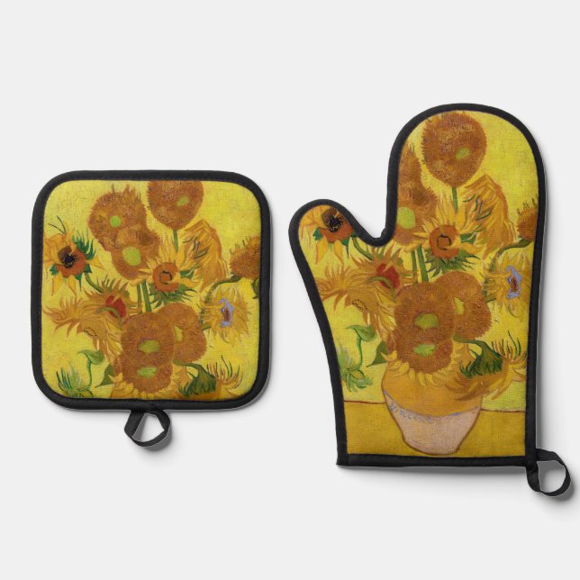 Set De Manoplas Vincent van Gogh - Vase con quince girasoles (Anverso)
