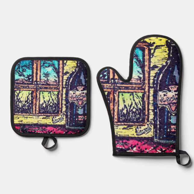 Set De Manoplas Vino con una vista (Anverso)