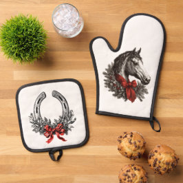 Set De Manoplas Vintage Style Horse Equestrian Kitchen
