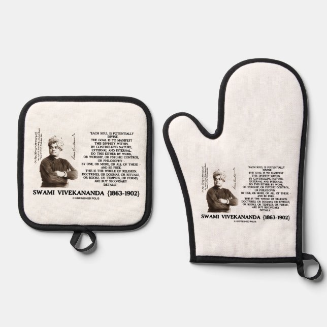 Set De Manoplas Vivekananda Each Soul Potentially Divine Be Free (Anverso)