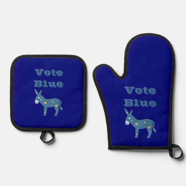 Set De Manoplas Vota Burro Azul (Anverso)