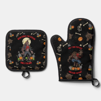 Set De Manoplas 🔥 Werewolf Oven Mitts & Pot Holders 🐺 🎃