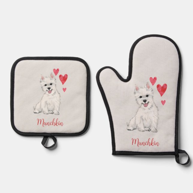 Set De Manoplas West Highland Terrier White Fur Westie (Anverso)