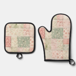 Set De Manoplas Western Farm Mint Pink Floral Quilt Patterns