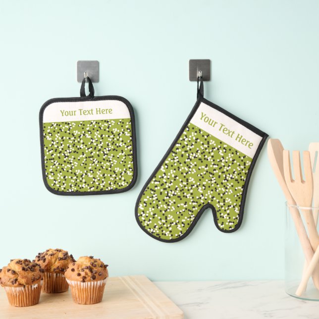 Set De Manoplas Whimsical Green Polka Dot Doodles Pattern (Insitu (colgante))