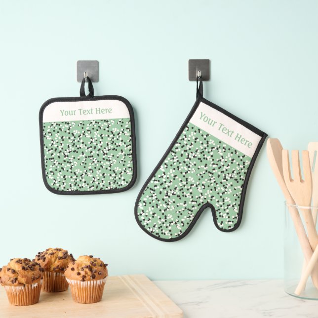 Set De Manoplas Whimsical Mint Polka Dot Doodles Pattern (Insitu (colgante))