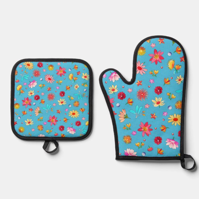 Set De Manoplas Whimsical  Pettit Flowers (Anverso)