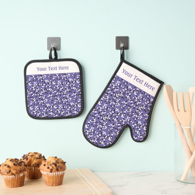 Set De Manoplas Whimsical Purple Polka Dot Doodles Pattern (Insitu (colgante))