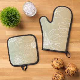 Set De Manoplas White Daisies
