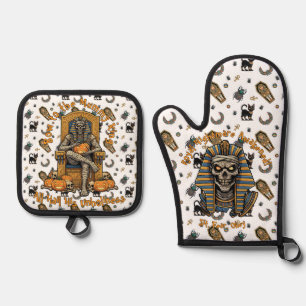 Set De Manoplas 🤍 White Pharaoh Mummy Oven Mitts 🎃 🔥