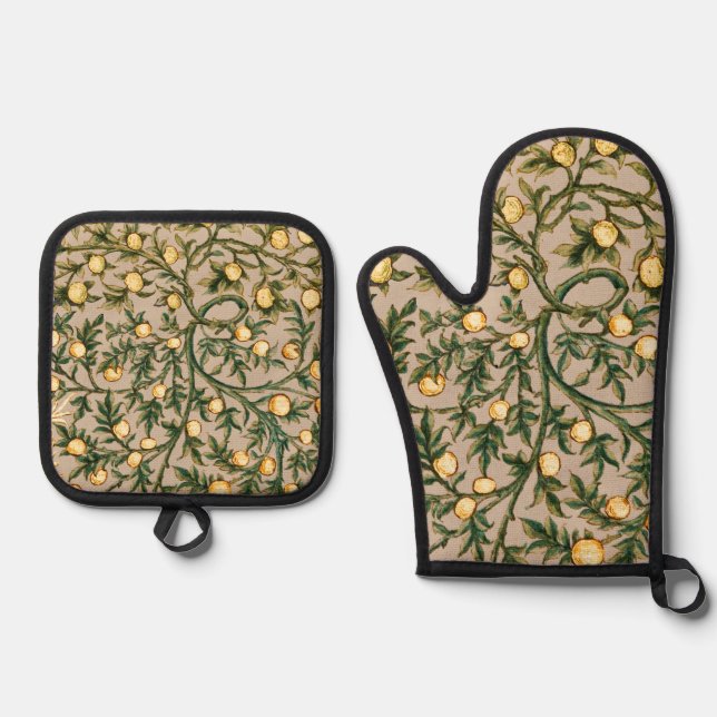 Set De Manoplas William Morris Floral Fruit Garden Flower Classic (Anverso)