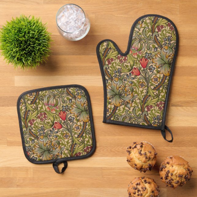 Set De Manoplas William Morris Golden Lily Antique (De arriba hacia abajo)