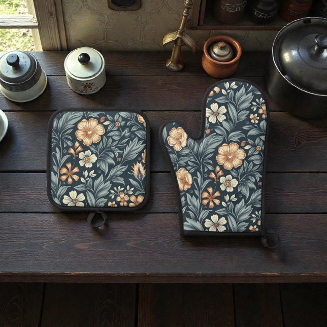 Set De Manoplas William Morris Inspired Botanical Style Pattern (Subido por el creador)