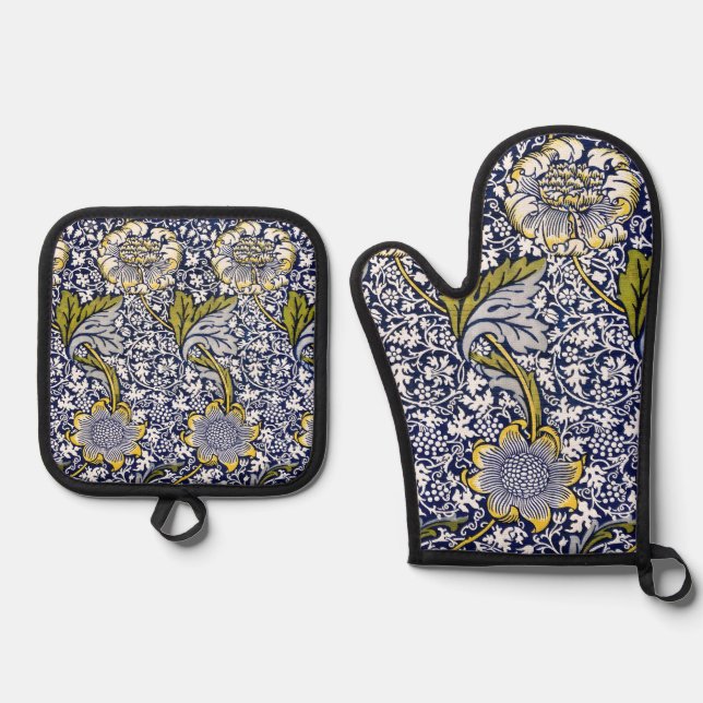 Set De Manoplas William Morris - Patrón de flores y hojas antiguas (Anverso)