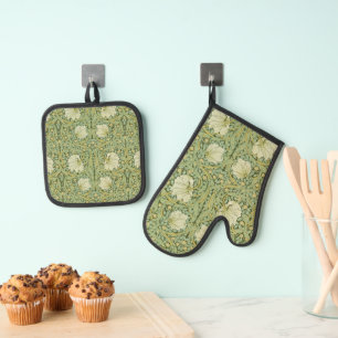 Set De Manoplas William Morris Pimpernel Floral Blue Wallpaper