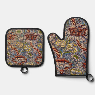 Set De Manoplas William Morris Wandle English Floral Damask Design