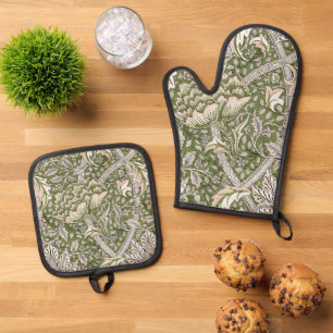 Set De Manoplas William Morris Windrush floral clásico