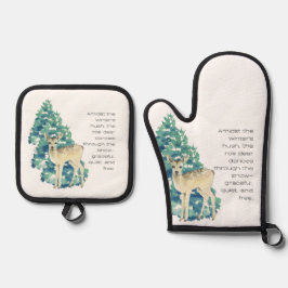 Set De Manoplas Winter Deer in the Snow – Wildlife Art Home Decor