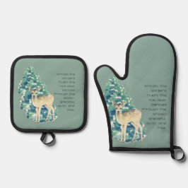 Set De Manoplas Winter Deer in the Snow – Wildlife Art Home Decor
