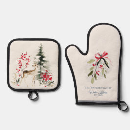 Set De Manoplas Winter Woodland Deer & Mistletoe
