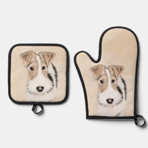 Set De Manoplas Wire Fox Terrier Pintura tricolor WFT Mascota Dog